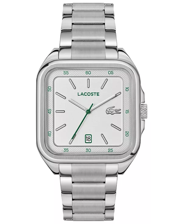 

Мужские часы с серебристым браслетом из нержавеющей стали, 39 мм Lacoste, silver