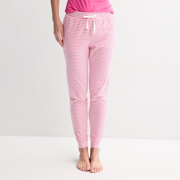 

Женские пижамные брюки с манжетами Sonoma Goods For Life, цвет white pink stripe