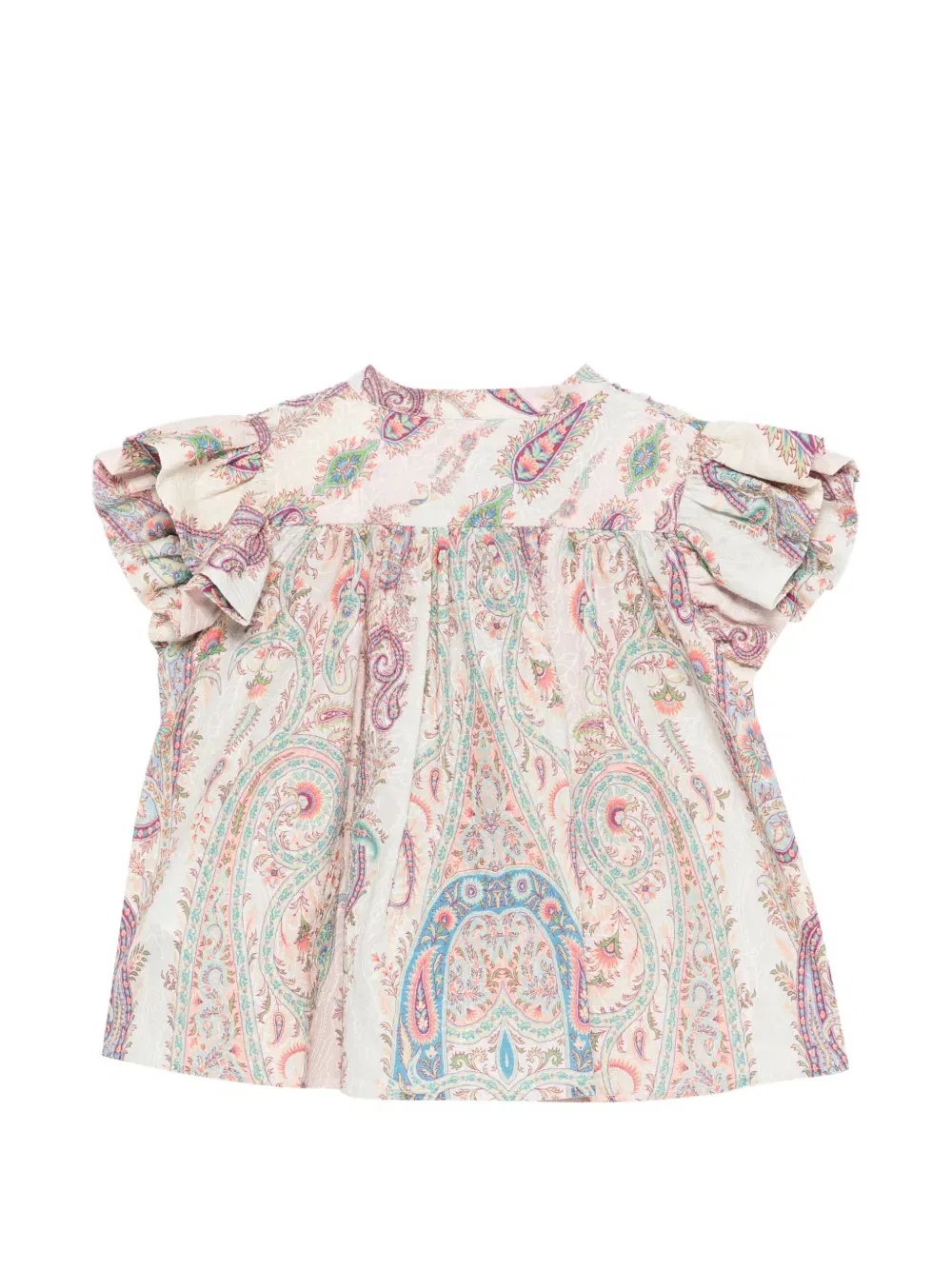 Блузка с оборками и узором пейсли Etro Kids, розовый — фото 2