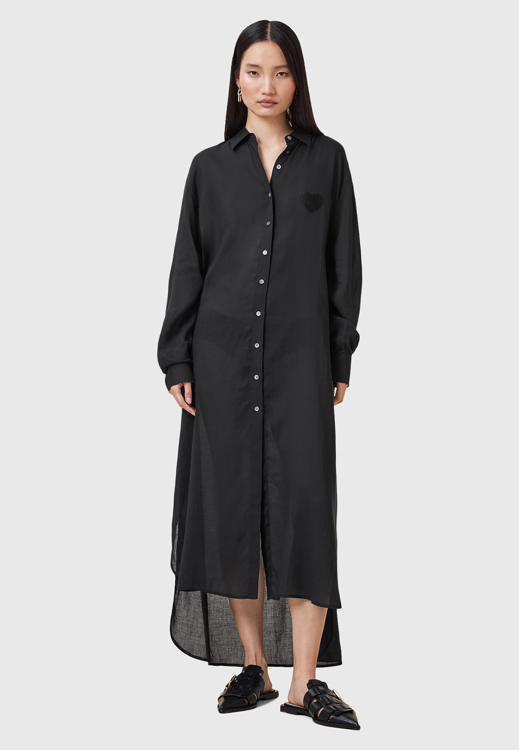 

Платье макси EZRA SHIRT AllSaints, черный