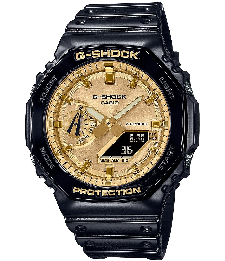 

Мужские цифровые часы G-Shock с черным и золотым полимерным ремешком, черный