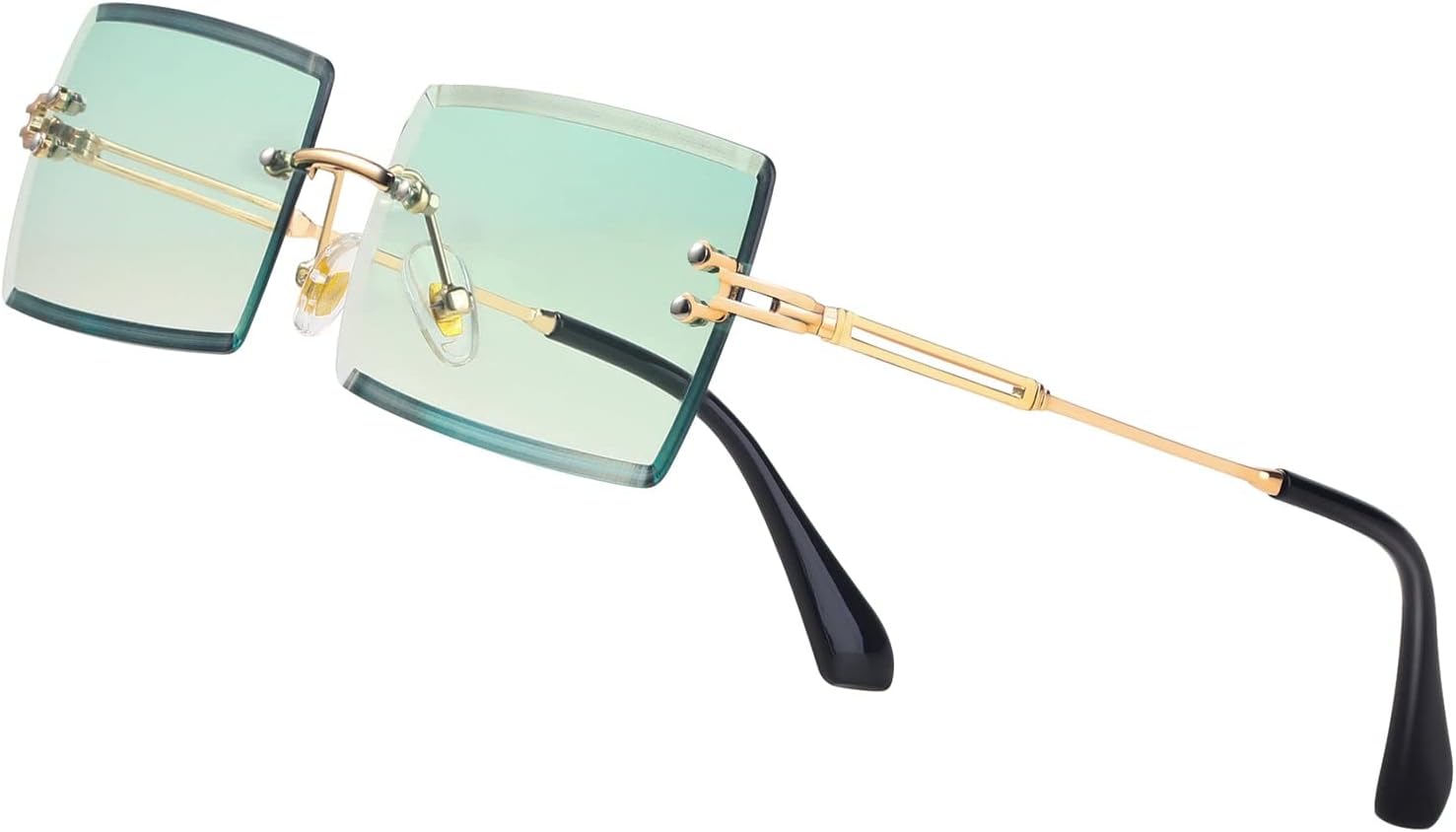 

Стильные маленькие прямоугольные солнцезащитные очки для женщин и мужчин, тонированные, без оправы, ультралегкие, конфетного цвета, цвета океана, солнцезащитные очки NP1034 NIEEPA, Gold Frame/Gradient Green Lens