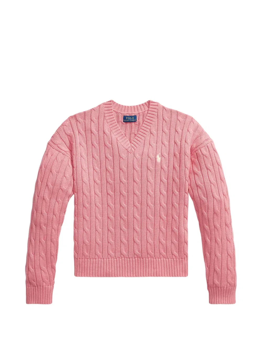 Свитер крупной вязки с V-образным вырезом Polo Ralph Lauren Kids, розовый