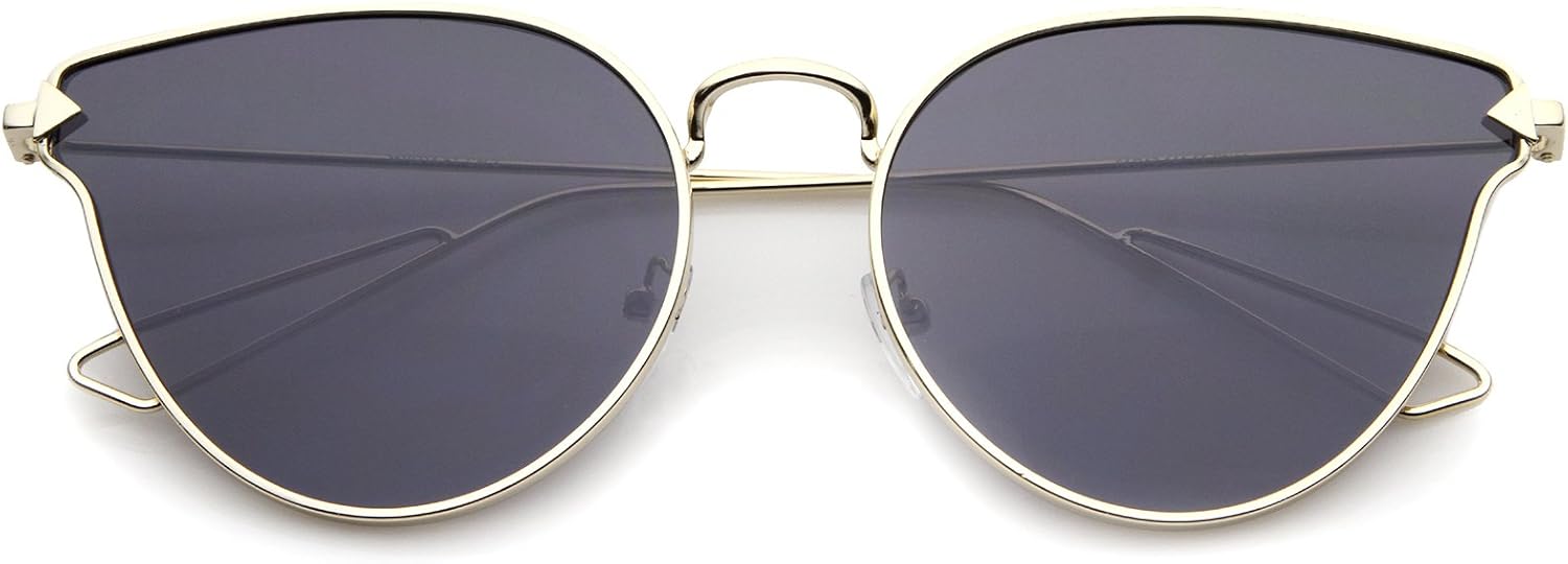 

zeroUV - Солнцезащитные очки в форме «кошачий глаз» с металлической оправой и дужками в виде стрел, плоские линзы с цветным зеркальным покрытием, диаметр 58 мм, для женщин, Gold / Smoke Mirror