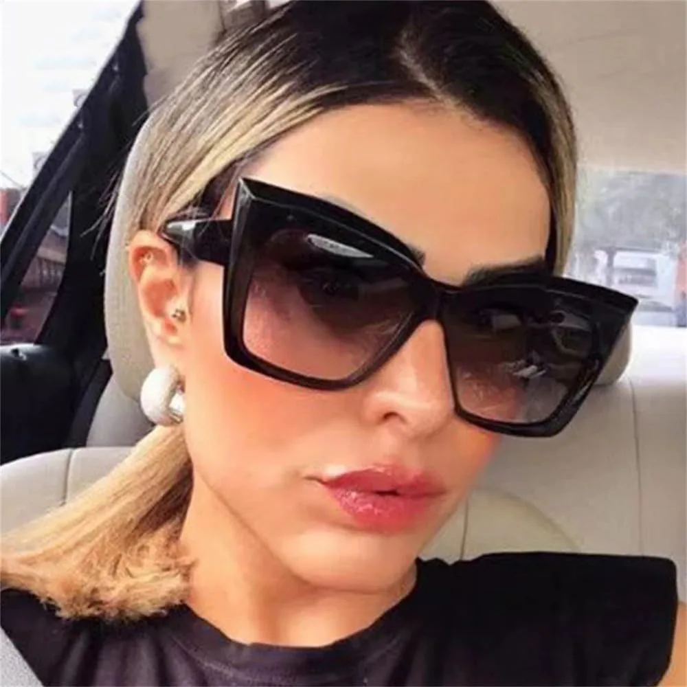 

Винтажные женские и мужские солнцезащитные очки с градиентным покрытием, очки с защитой от УФ-излучения UV400, большие солнцезащитные очки «кошачий глаз» MTZJH, F1