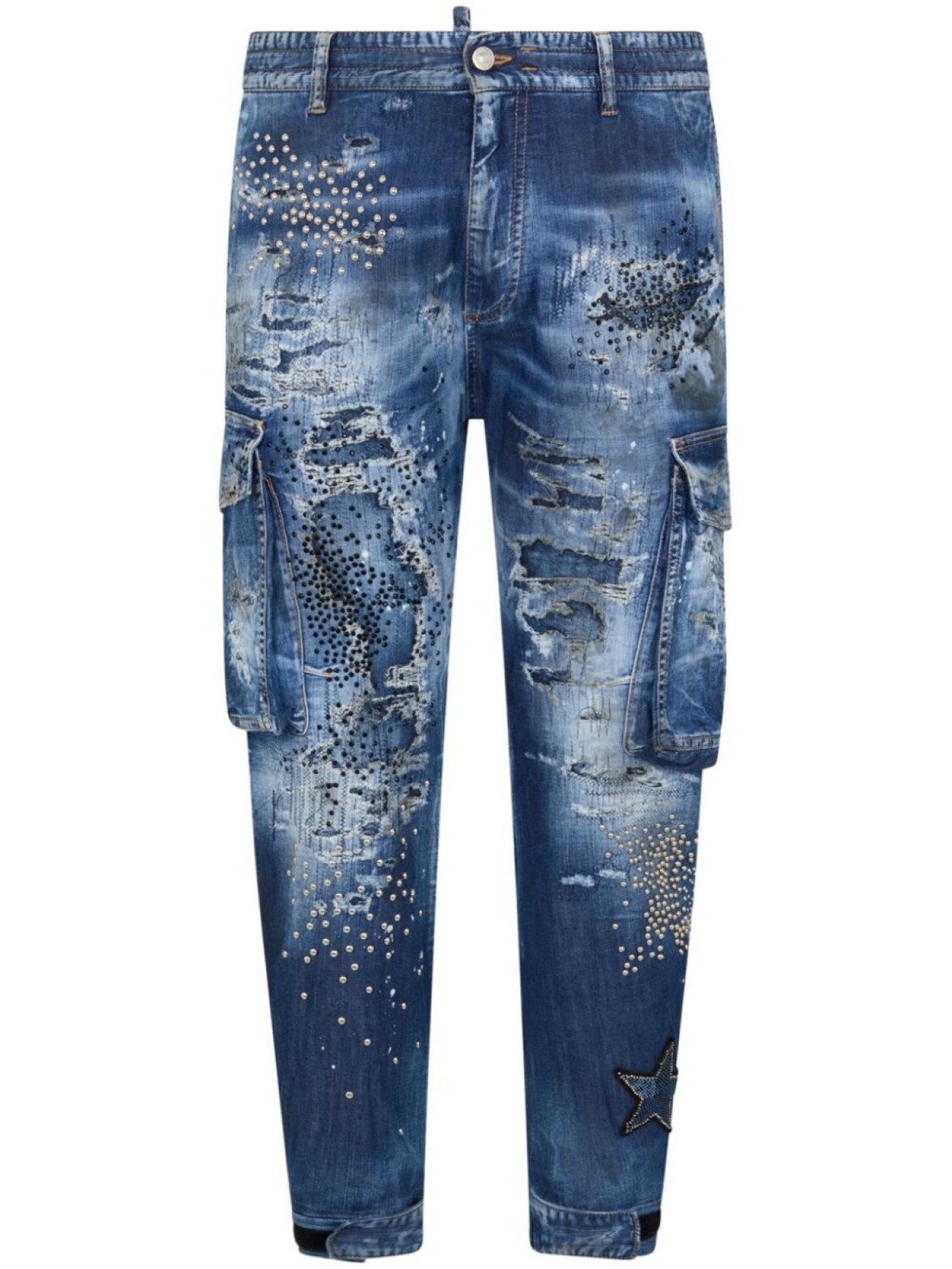 

Dsquared2 джинсы карго с эффектом потертости, синий