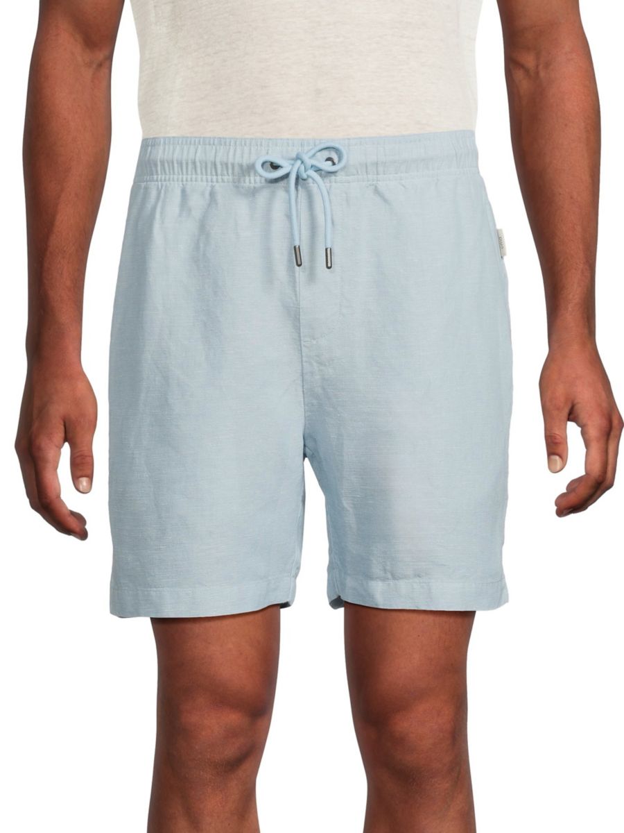 

Шорты Air из смесовой льняной ткани с завязками Onia, цвет Ballad Blue