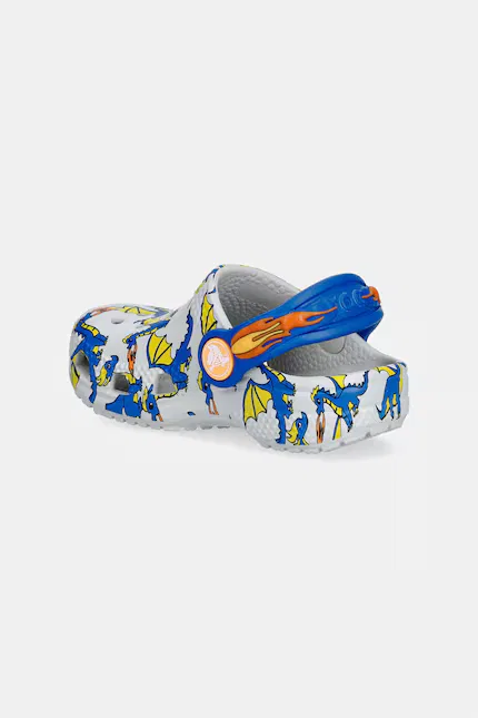 Шлепанцы детские с рисунком Classic Dragon Graphic Clog T Crocs, серый — фото 3