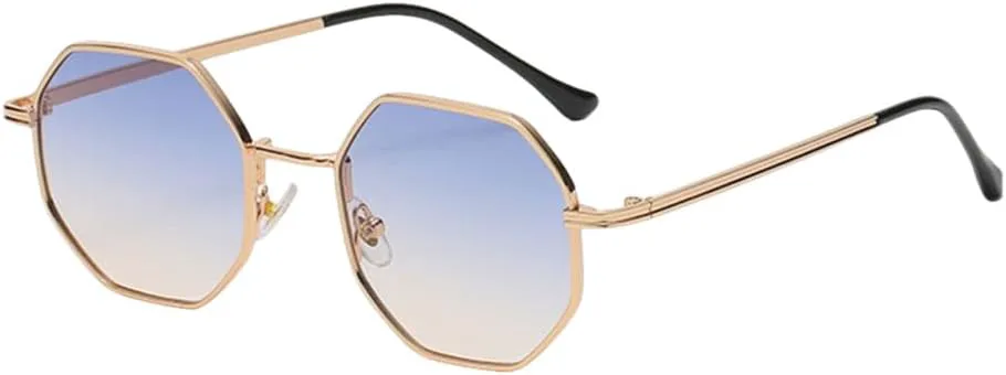 

Солнцезащитные очки в стиле ретро для мужчин/женщин, маленькая оправа, многоугольные солнцезащитные очки, винтажные металлические солнцезащитные очки HDUBFY, 2