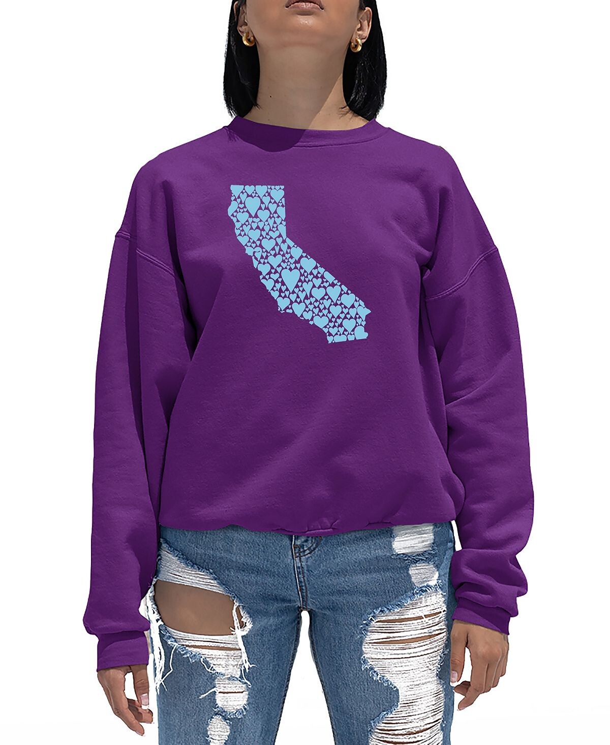 

Женский свитшот с круглым вырезом California Hearts Word Art LA Pop Art