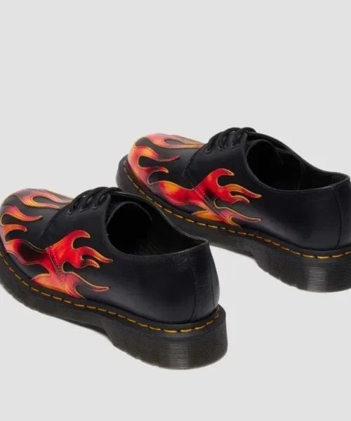 Туфли Dr. Martens 1461 Flame 3 Hole с аппликацией пламени, чёрные — фото 4