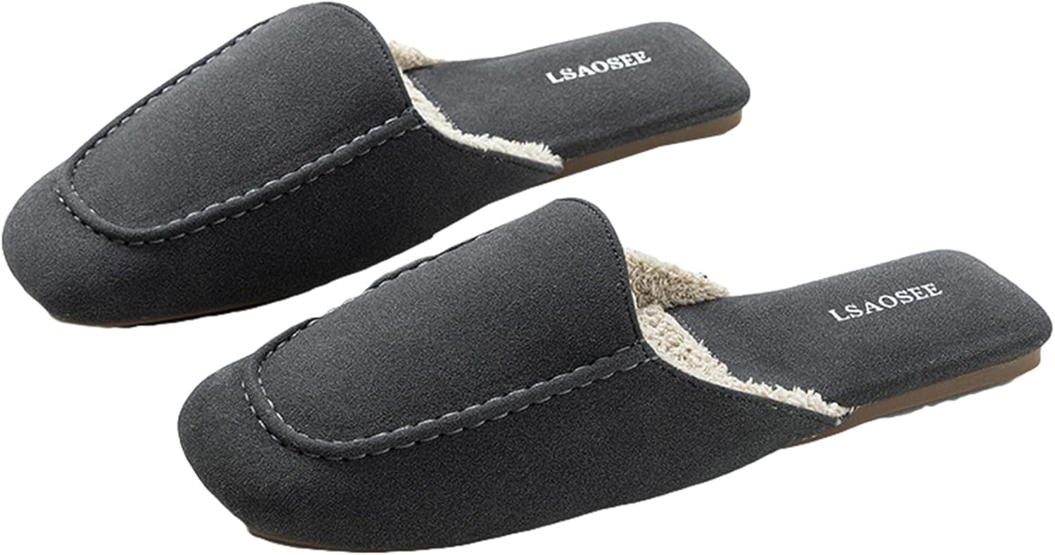 

Теплые мюли Yafirgeer для женщин и мужчин, высокозакрытые водонепроницаемые тапочки, элегантная домашняя обувь для дома и улицы, серый