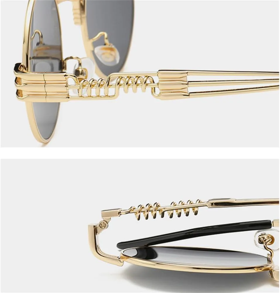 

Круглые солнцезащитные очки в стиле стимпанк для мужчин и женщин, металлические, винтажные солнцезащитные очки с защитой от УФ-излучения UV400 VFDHN, Black Clear