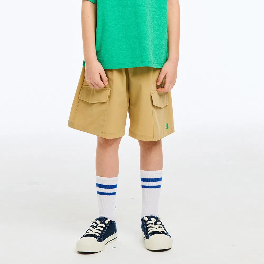 Детские шорты из синтетической ткани 5/10 длины бежевые от Benetton Kids