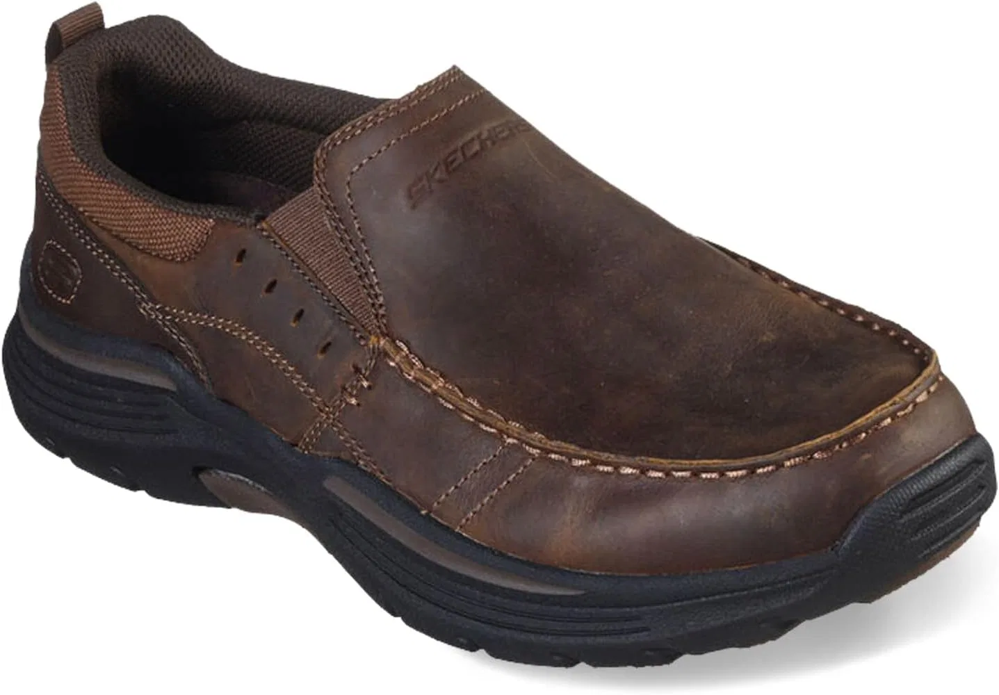 Мужские кожаные мокасины Skechers, Dark Brown — фото 2