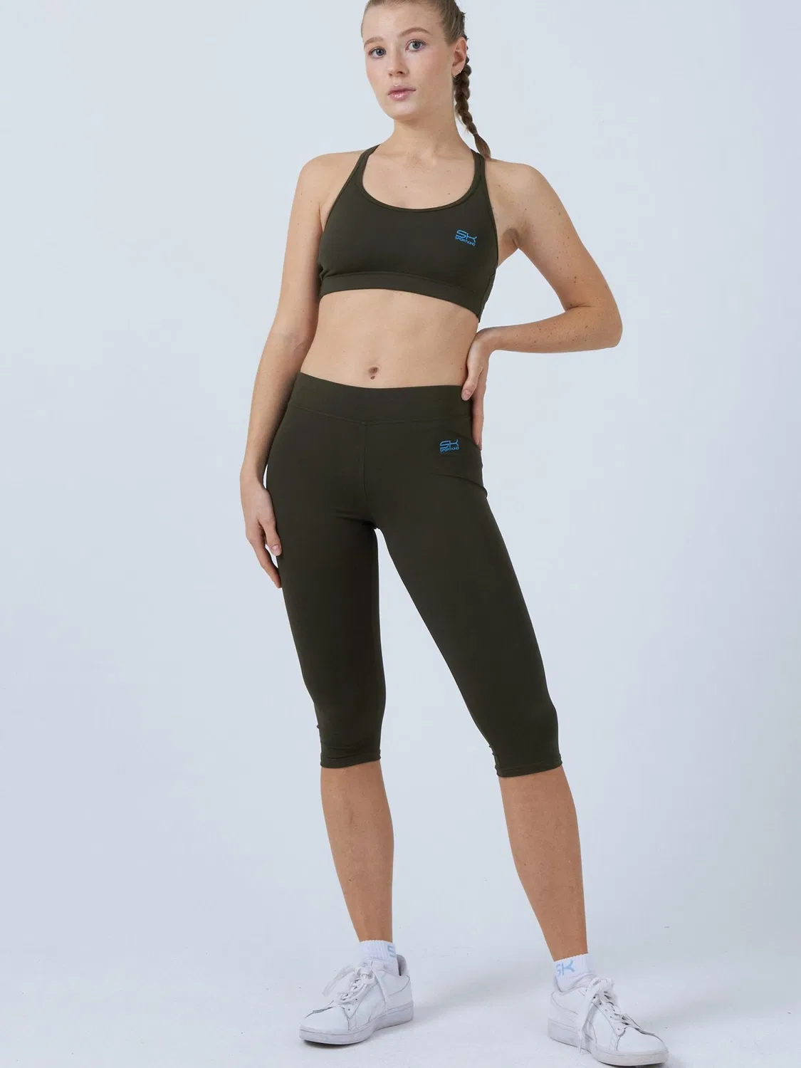 Узкие леггинсы Sportkind 3/4 Sport Leggings цвета хаки