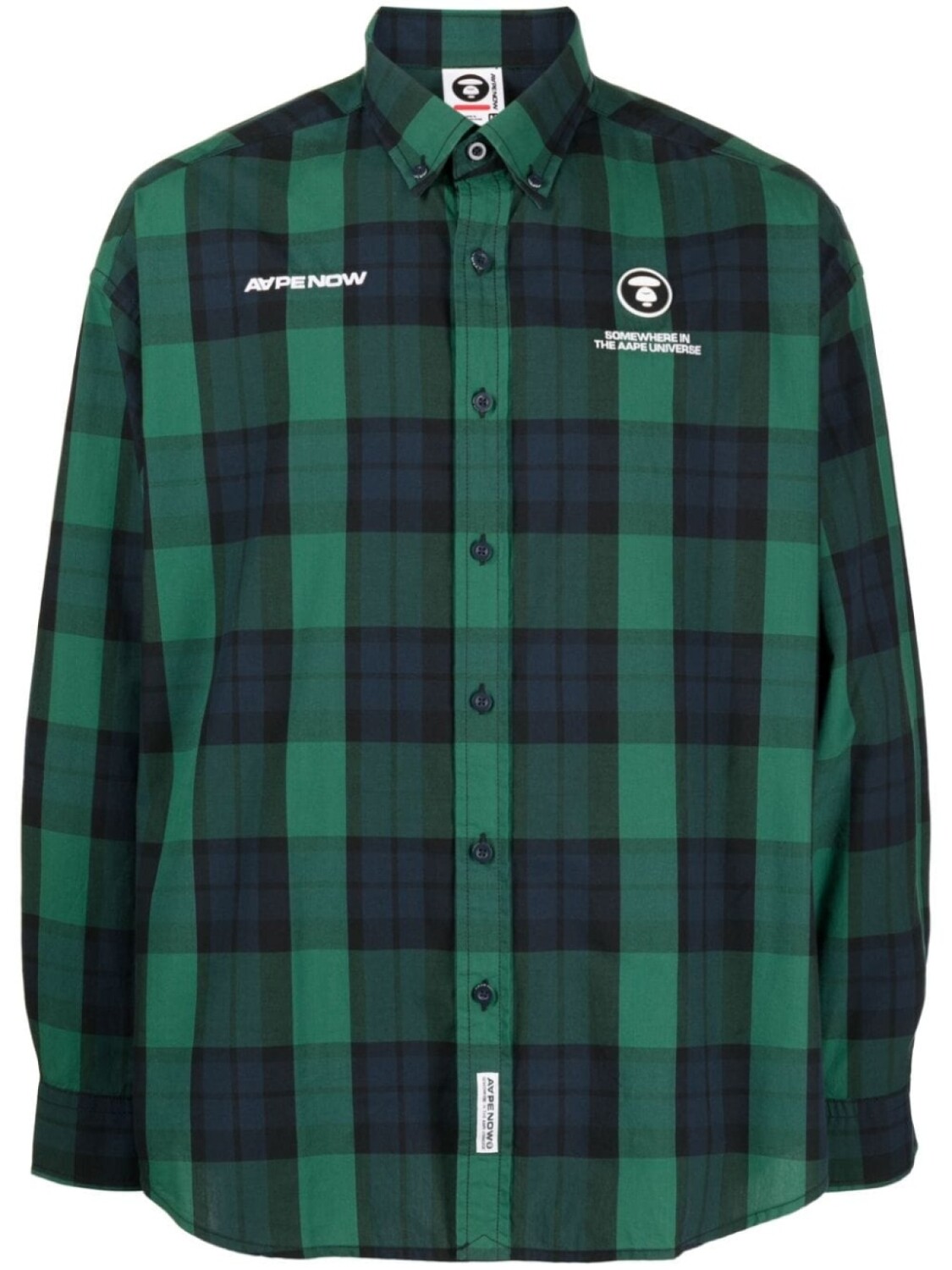 

A Bathing Ape рубашка в клетку с логотипом, зеленый