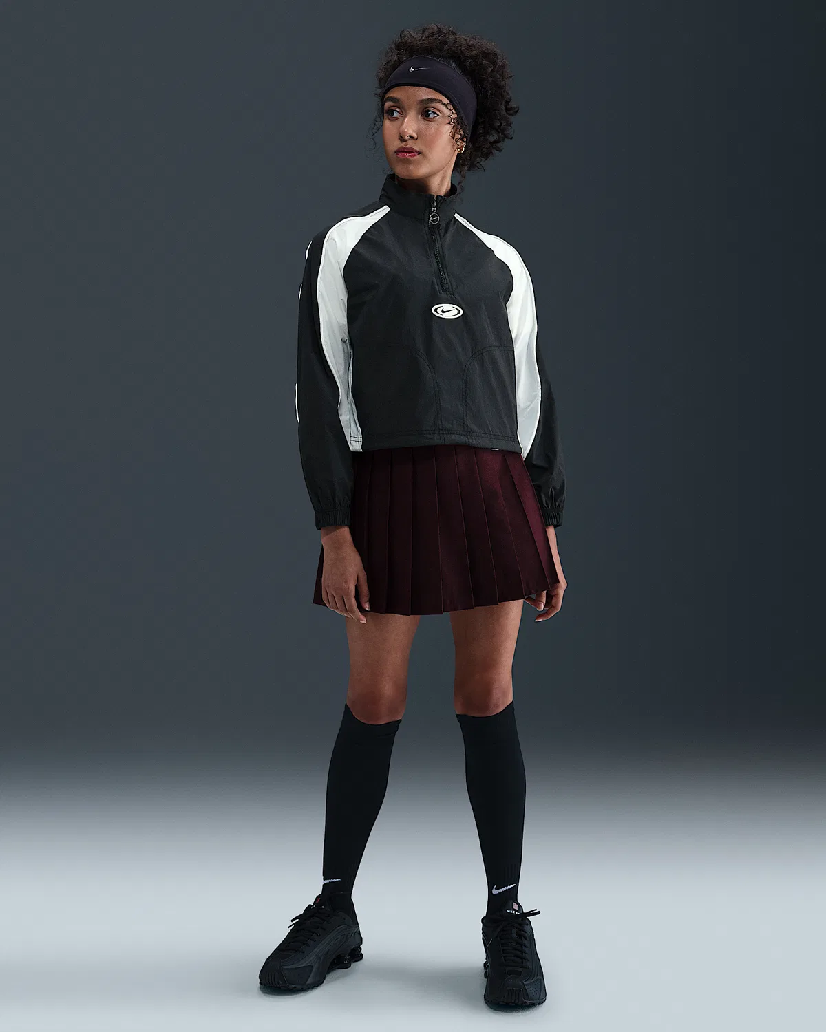 Детская куртка Nike Sportswear с четверть-застежкой, Black/White/White/White — фото 4