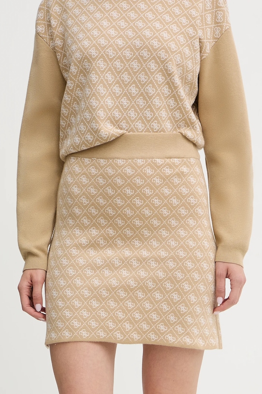 

Юбка AUBREY из смесовой шерсти Guess, бежевый