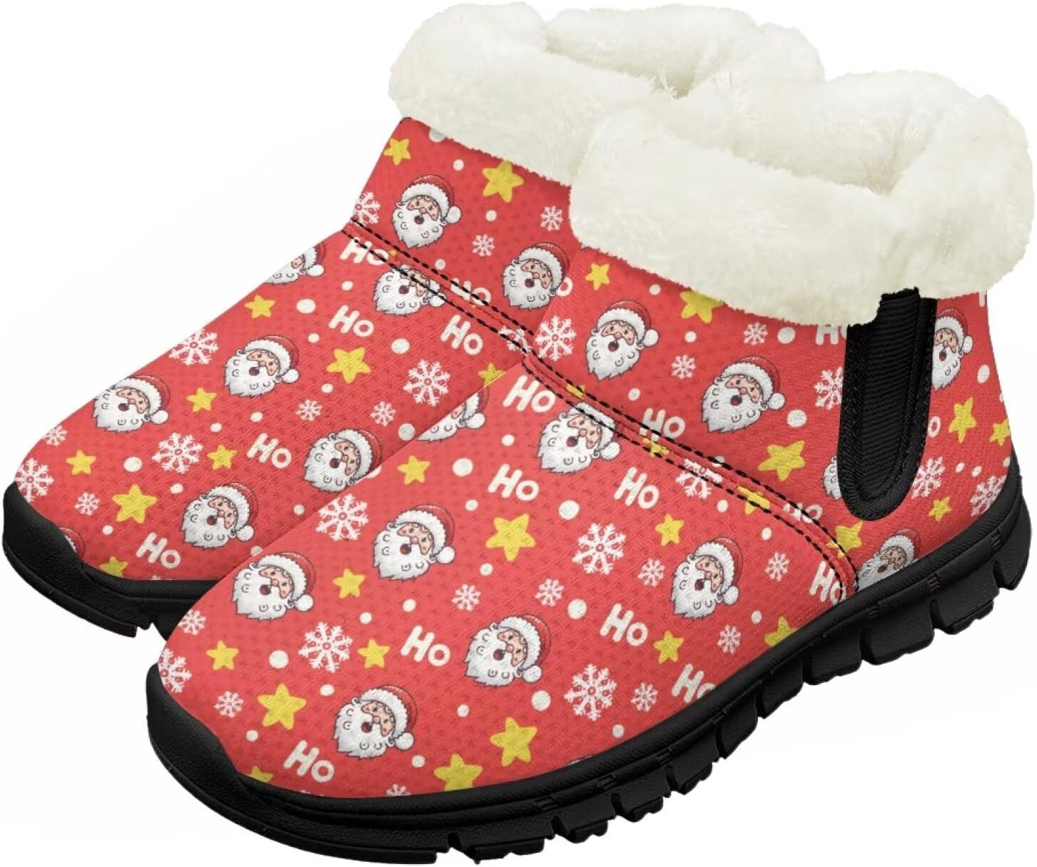 

Детские зимние ботинки для девочек и мальчиков, водонепроницаемые, с противоскользящей подошвой, утепленные мехом, для улицы, зимние кроссовки для маленьких и больших детей Chririnla, Cartoon Santa Claus