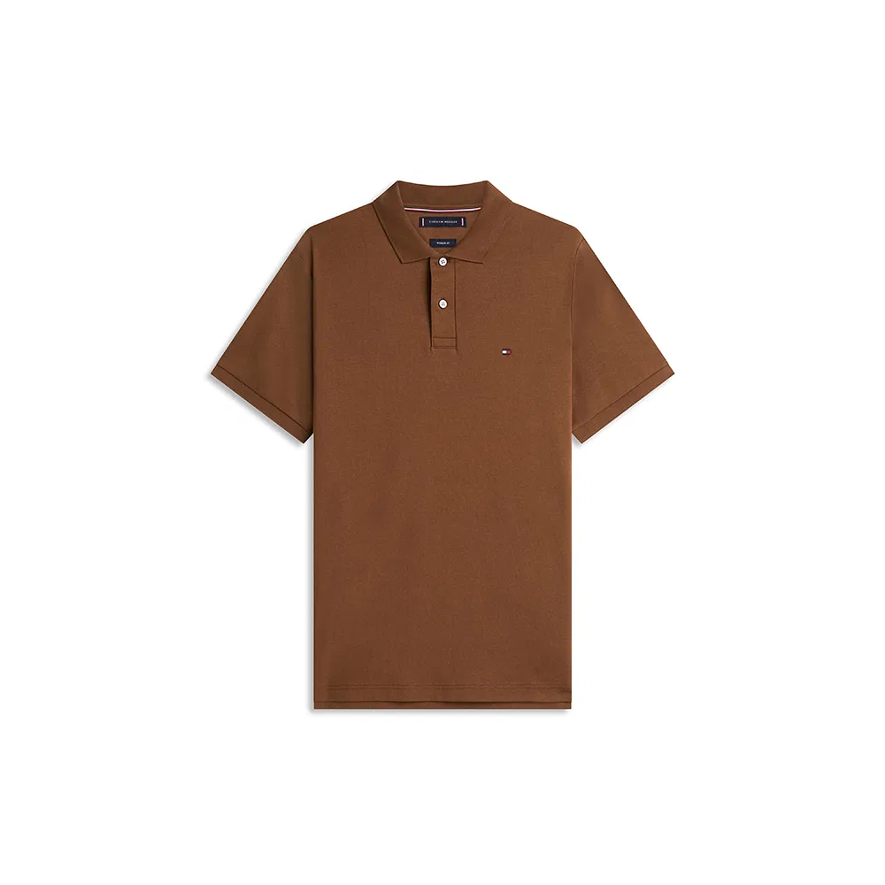 Мужская поло-рубашка Liquid Cotton сезонная коричневая от Tommy Hilfiger — фото 2