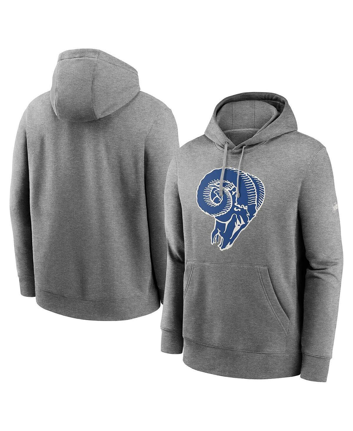 Мужской флисовый пуловер с капюшоном Los Angeles Rams Rewind Club серого цвета с принтом меланхолии Nike — фото 4