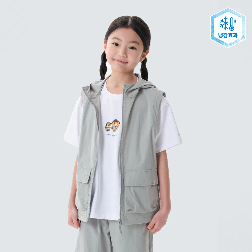 Детский охлаждающий жилет с капюшоном Root мятного цвета от Snowpeak Apparel Kids