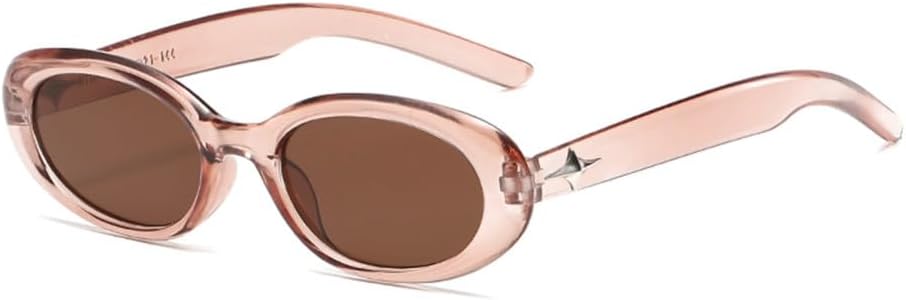 

Классические винтажные овальные солнцезащитные очки 2027 года для женщин, маленькие овальные солнцезащитные очки, ретро-солнцезащитные очки для мужчин с заклепками MTZJH, Clear Brown