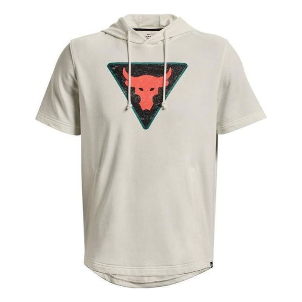 

Толстовка project rock terry short sleeve hoodie 'cream white' Under Armour, бежевый