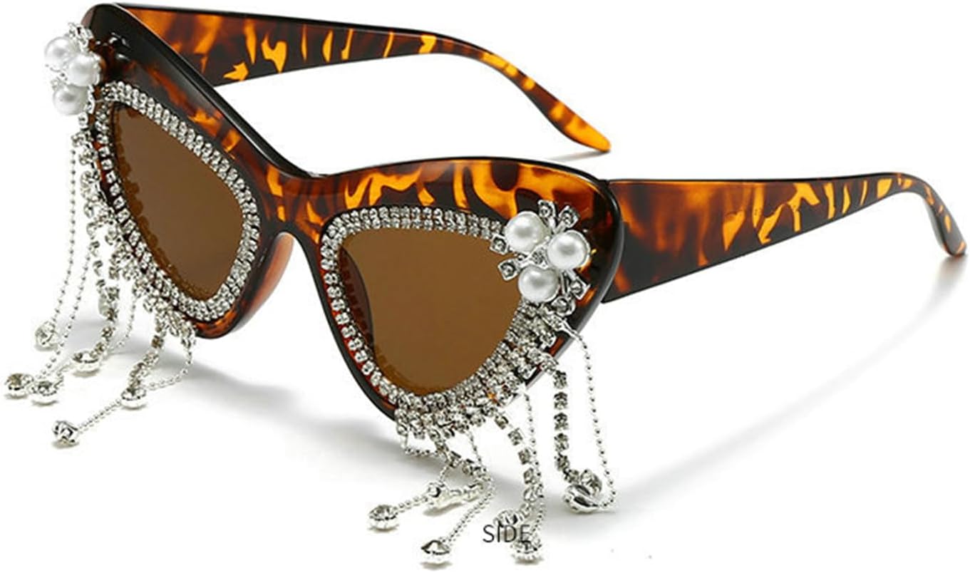 

Солнцезащитные очки с блестящими кисточками и стразами для женщин, очки «кошачий глаз», бриллиантовые украшения, праздничные солнцезащитные очки, защита от ультрафиолета UV400 helena, C4