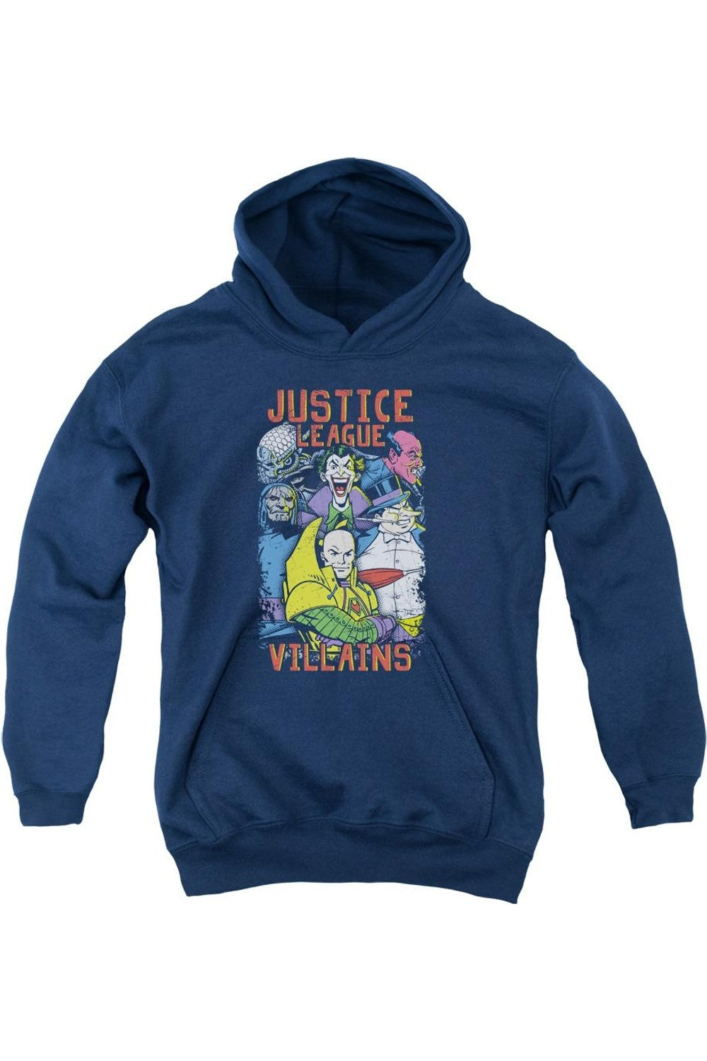 

Толстовка с капюшоном "Лига Справедливости Америки: Злодеи" молодежная Gildan, темно-синий