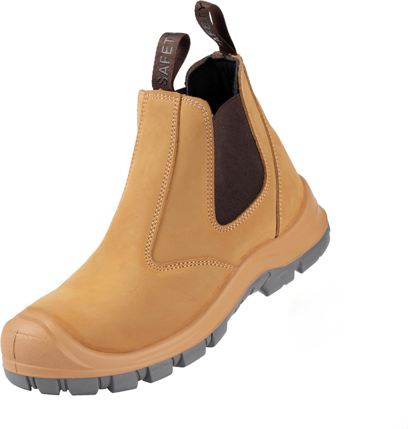 

Ботинки с стальным носком для мужчин, слипоны Chelsea, мужская индустриальная и строительная обувь, водонепроницаемые, легкие, удобные, противоскользящие защитные ботинки, черные.5 Taerdun