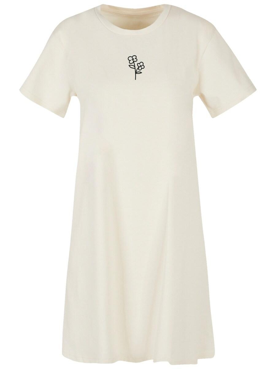 

Мини платье F4NT4STIC Handdrawn Flower Pink Bestickt, Cream