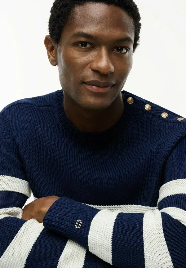Джемпер Tommy Hilfiger New York Label Relaxed Breton Stripe Jumper, угольно-синий слоновая кость — фото 4