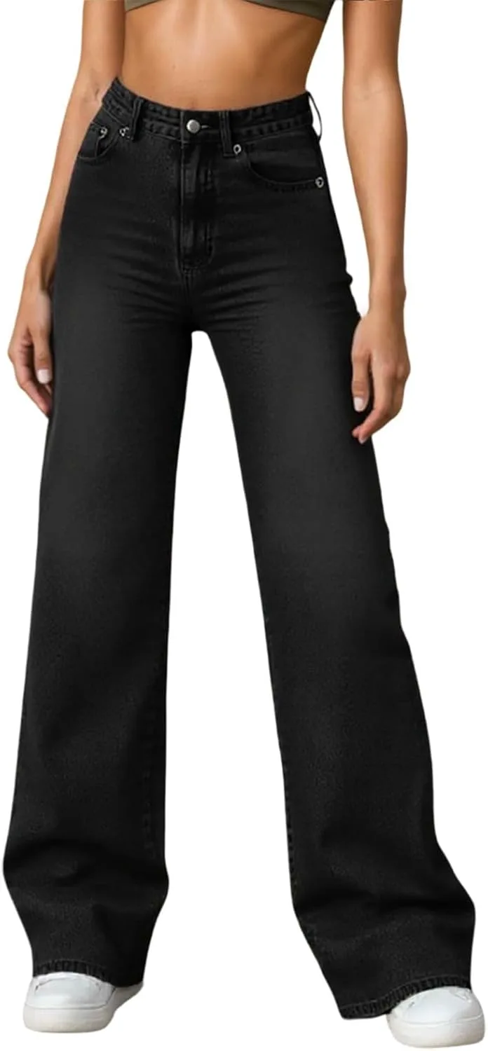 

Женские брюки Casual High Waisted Straight Wide Leg Denim