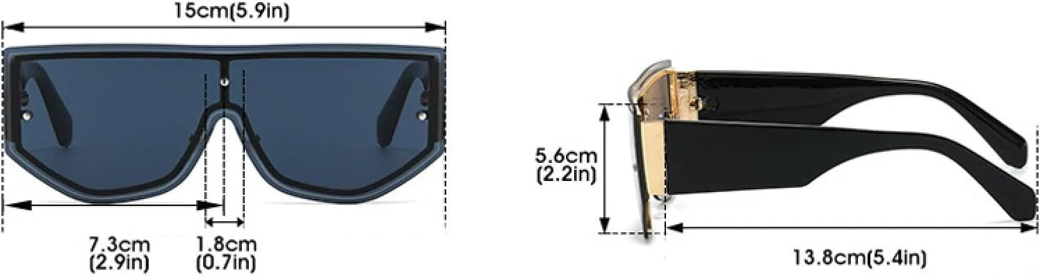 

Солнцезащитные очки без оправы большого размера для женщин и мужчин. Женские солнцезащитные очки без оправы с защитой от УФ-излучения UV400 HHZZYVY, Gold-black