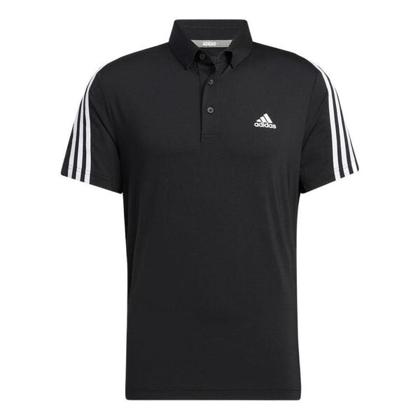 

Футболка adidas Solid Color Stripe Logo Casual Short Sleeve Polo Shirt Black, мультиколор