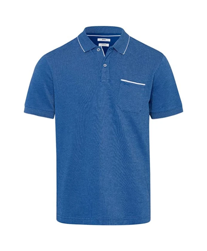 

Синяя рубашка-поло с короткими рукавами Brax, синий