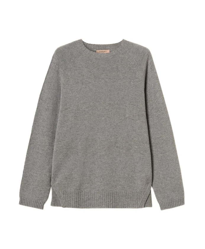 

Свитер из смесовой шерсти в полоску Twinset, серый