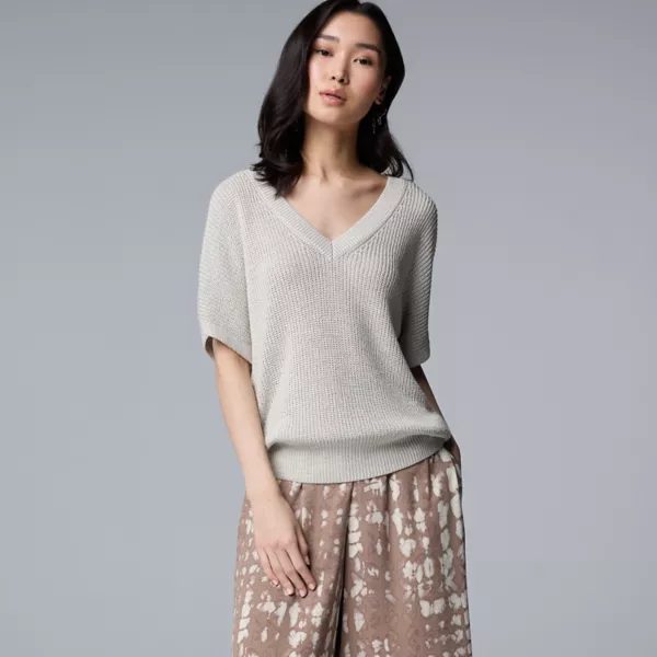 

Женская футболка-свитер с V-образным вырезом Simply Vera Vera Wang, цвет hammock