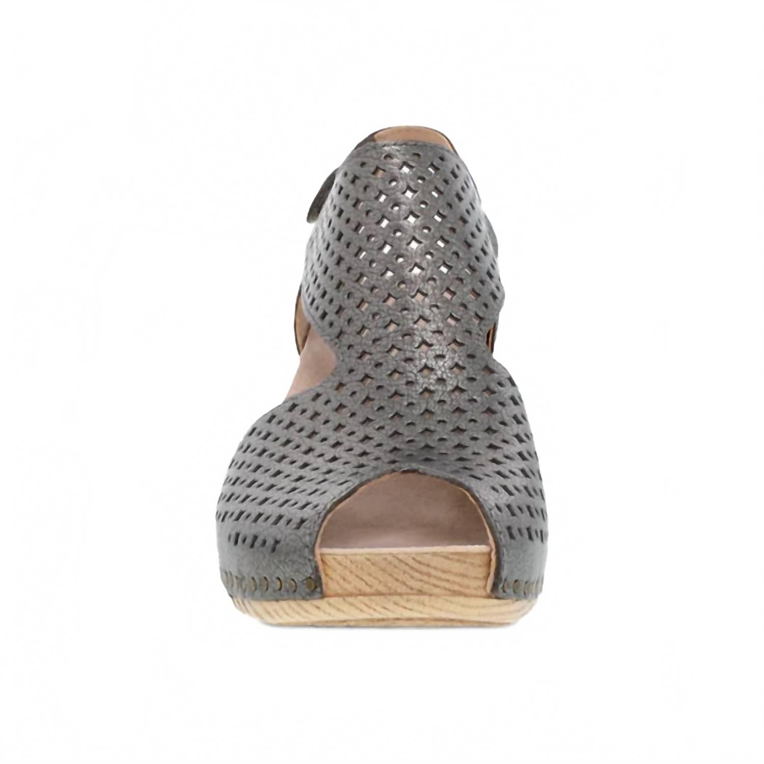 Женские серые мюли с открытым носком на каблуке Dansko, Gunmetal — фото 3