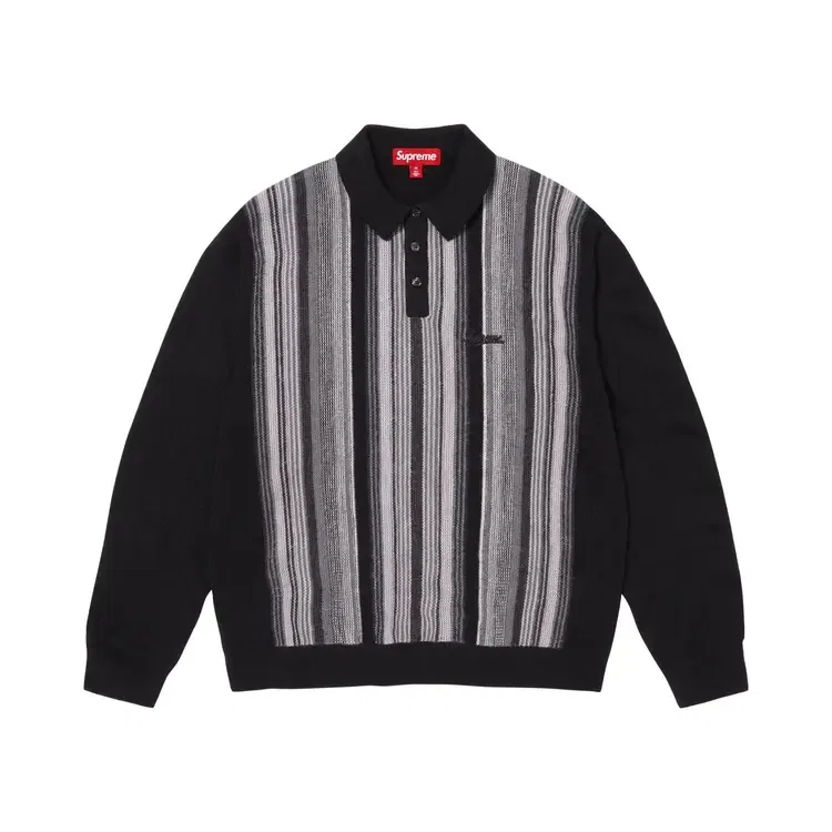 Поло-свитер в цветную полоску Supreme, черный