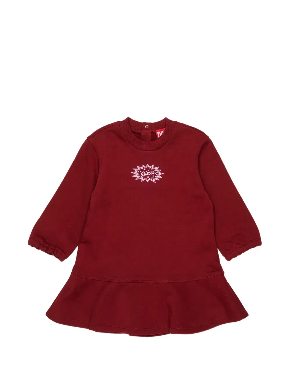 Платье с рюшами по низу с лого-принтом Diesel Kids, красный