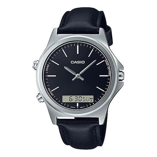 

Часы Men's CASIO Dress Series Waterproof Quartz Stainless Steel Case 41.6mm Strap Watch Mens Black Analog, черный
