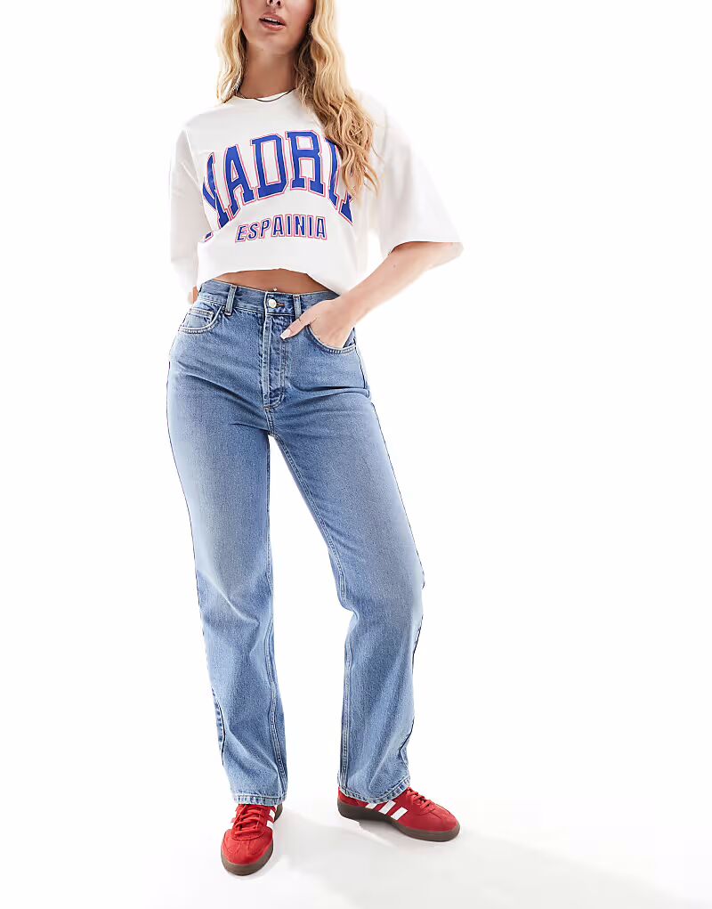 

Джинсы Hourglass Ember с низкой посадкой, прямого кроя, винтажного синего цвета Topshop Hourglass