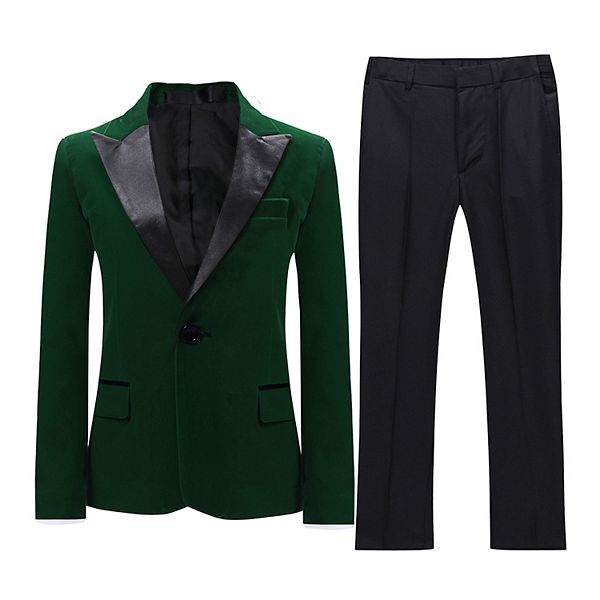 

Детский костюм 2 в 1 velvet slim fit one-button для мальчиков 6-14 лет Cloudstyle, Green
