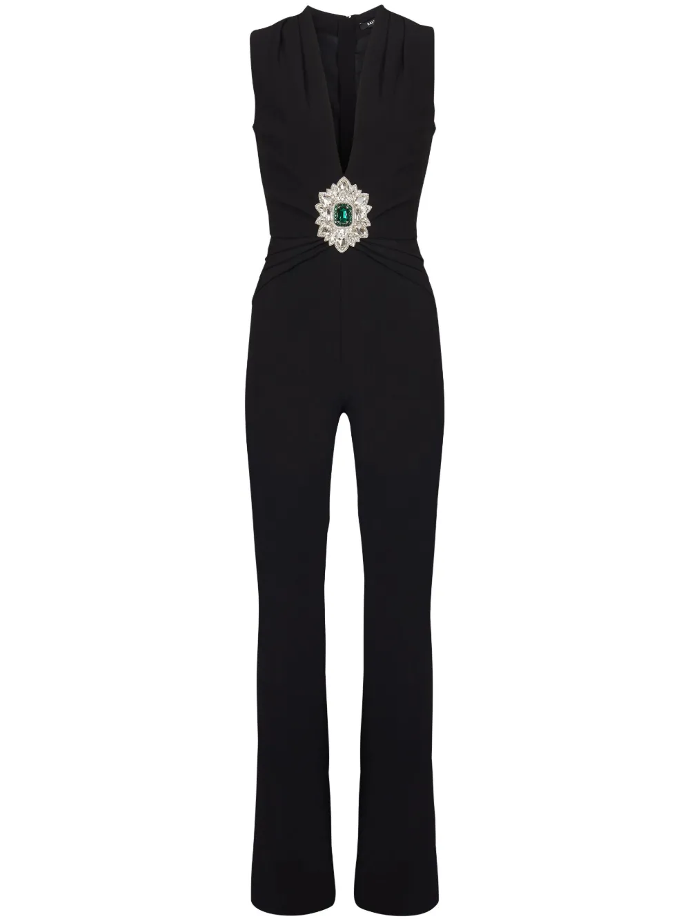

Расклешенный комбинезон без рукавов BALMAIN, черный