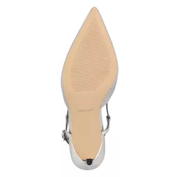 Женские туфли-лодочки Rumer с острым носком и открытой пяткой Nine West, цвет silver satin — фото 3