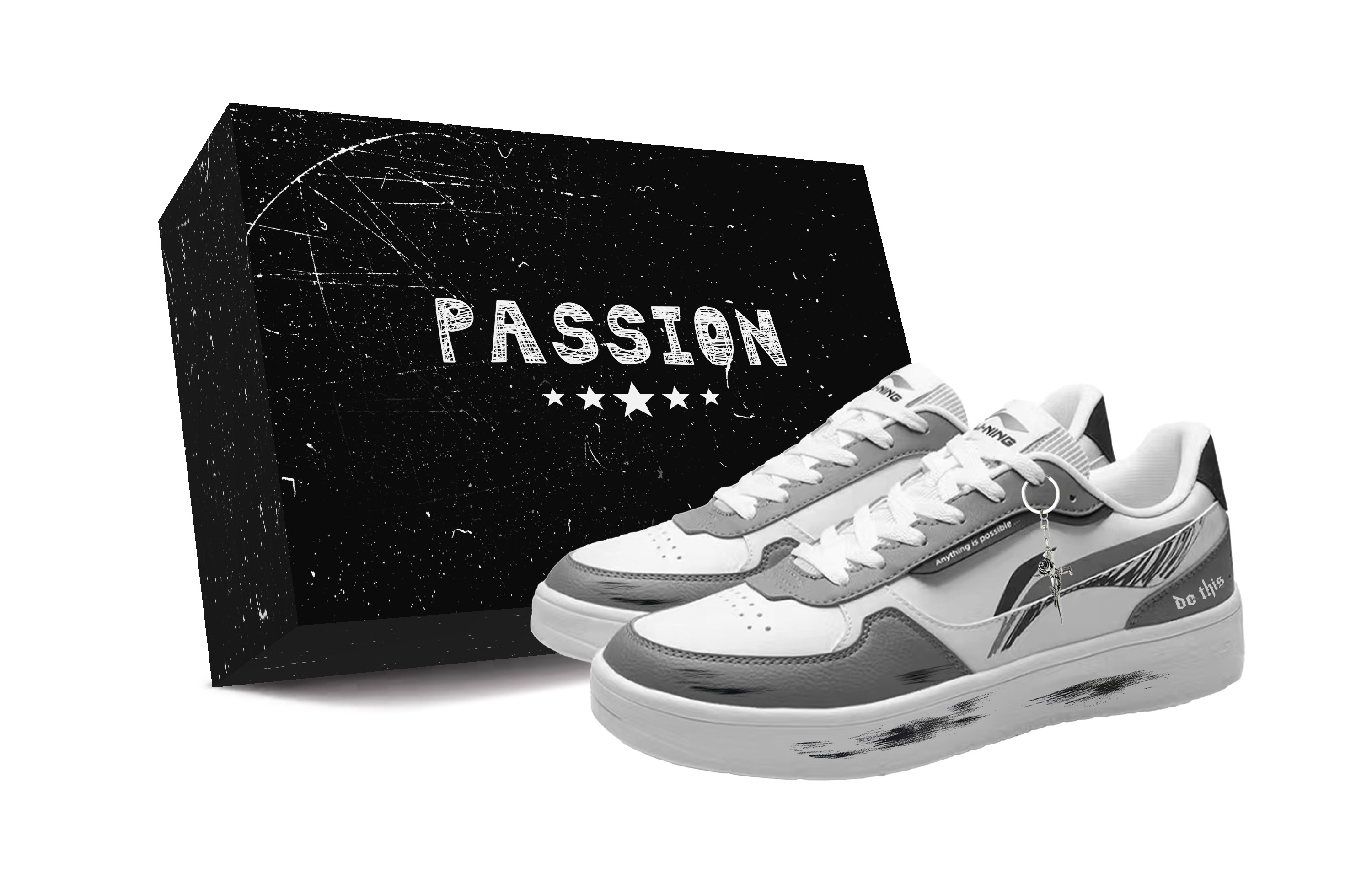 

Мужские низкие скейтбордные кроссовки Li Ning Duda с амортизацией и износостойкостью., светлый серый