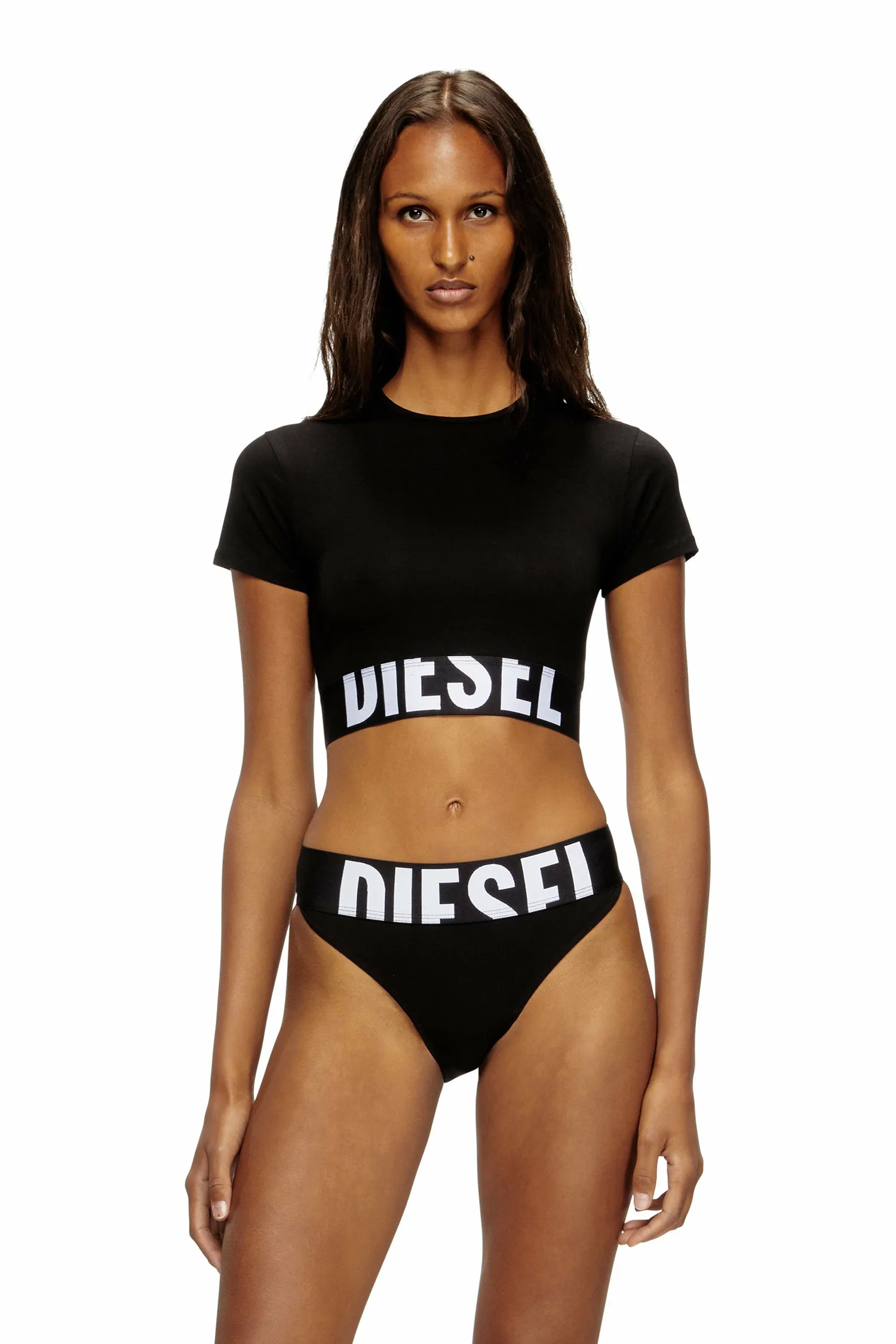 Женская укороченная футболка Diesel, black